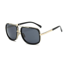 Load image into Gallery viewer, Square Lens Luxury Vintage Metal Big Frame Sunglasses Sunglasses Black