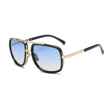 Load image into Gallery viewer, Square Lens Luxury Vintage Metal Big Frame Sunglasses Sunglasses DoubleBlue