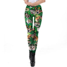 Load image into Gallery viewer, St Patrick's Day Design Leggings - Green Animal Print Irish Leggings S