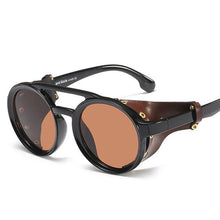 Load image into Gallery viewer, Steampunk Round Retro Shades Sunglasses Sunglasses C1 bright black