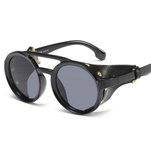 Load image into Gallery viewer, Steampunk Round Retro Shades Sunglasses Sunglasses C1 bright black