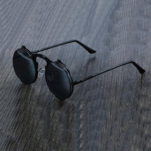 Load image into Gallery viewer, Steampunk Vintage Round Flip Frame Sunglasses Sunglasses black