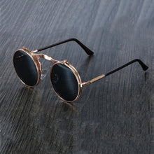 Load image into Gallery viewer, Steampunk Vintage Round Flip Frame Sunglasses Sunglasses rose gold black