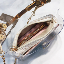 Load image into Gallery viewer, Transparent Rattan Bag with Bamboo Handle Rattan Bags Beige / 21cm x 13cm x 7cm