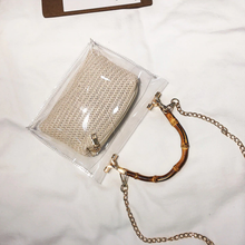 Load image into Gallery viewer, Transparent Rattan Bag with Bamboo Handle Rattan Bags Beige / 21cm x 13cm x 7cm