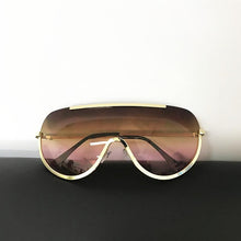 Load image into Gallery viewer, Trendy Shield Feminine Sunglasses Sunglasses c1 gold clear / Gold