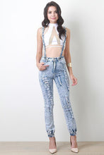 Load image into Gallery viewer, Distressed Acid Wash Overalls
