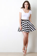 Load image into Gallery viewer, Black and White Striped Skater Skirts demo
