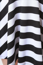 Load image into Gallery viewer, Black and White Striped Skater Skirts demo
