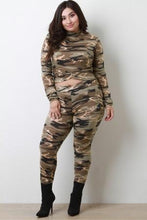 Load image into Gallery viewer, Jersey Knit Camouflage Crop Top with Leggings Set
