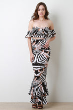 Load image into Gallery viewer, Printed Flutter Bardot Top with Mermaid Maxi Skirt Set
