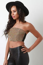 Load image into Gallery viewer, Rhinestone Encrusted Bustier Crop Tube Top
