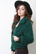 Load image into Gallery viewer, Shaggy Faux Fur Zip-Up Bomber Jacket
