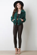 Load image into Gallery viewer, Shaggy Faux Fur Zip-Up Bomber Jacket
