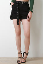 Load image into Gallery viewer, High Waisted Eyelet Belted Cargo Shorts
