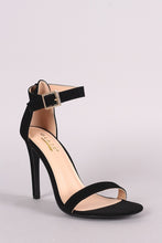 Load image into Gallery viewer, Nubuck Ankle Strap Open Toe Stiletto Heel
