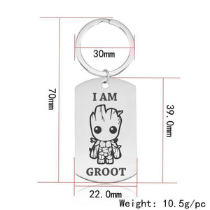 Baby Groot Stainless Steel Keychain Key Chains Style 1 / 70mm long