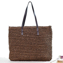 Load image into Gallery viewer, Beach Bohemian Rattan Tote Handbags dark coffee / (20cm&lt;Max Length&lt;30cm)
