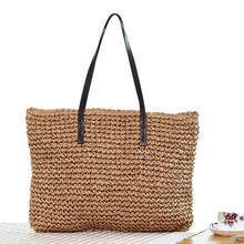 Load image into Gallery viewer, Beach Bohemian Rattan Tote Handbags light coffee / (20cm&lt;Max Length&lt;30cm)
