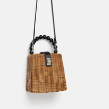 Load image into Gallery viewer, Black Pearl Handle Rattan Bag Rattan Bags
