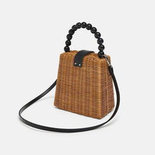 Load image into Gallery viewer, Black Pearl Handle Rattan Bag Rattan Bags
