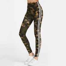 Load image into Gallery viewer, Camo Leggings with White Stripes Leggings Multi / S
