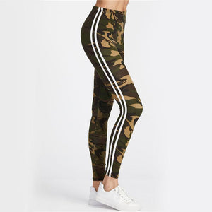 Camo Leggings with White Stripes Leggings Multi / S