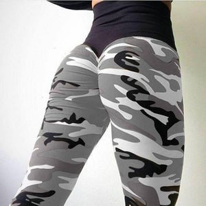 Camo Scrunch Butt Leggings Leggings Gray / XS