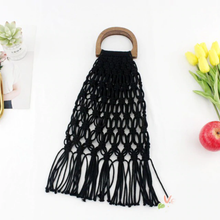 Load image into Gallery viewer, Casual Fishnet Tassel Rattan Bag Rattan Bags black / with Lining
