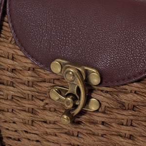 Casually Elegant Rattan & Faux Leather Bag Rattan Bags Beige