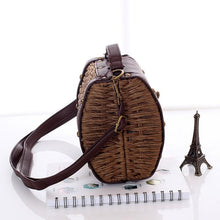 Load image into Gallery viewer, Casually Elegant Rattan &amp; Faux Leather Bag Rattan Bags Beige
