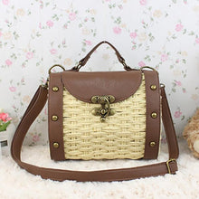 Load image into Gallery viewer, Casually Elegant Rattan &amp; Faux Leather Bag Rattan Bags Beige
