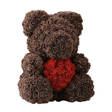 Load image into Gallery viewer, LE PETIT Rose Teddy Bear with Heart Home Accessories Brwon-Red (16 inc/40 cm)
