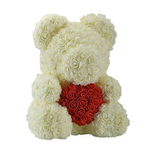 Load image into Gallery viewer, LE PETIT Rose Teddy Bear with Heart Home Accessories Cream-Red (16 inc/40 cm)
