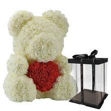 Load image into Gallery viewer, LE PETIT Rose Teddy Bear with Heart Home Accessories Cream-Red with Box (16 inc/40 cm)
