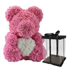 Load image into Gallery viewer, LE PETIT Rose Teddy Bear with Heart Home Accessories Pink-White with Box (16 inc/40 cm)
