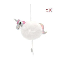 Load image into Gallery viewer, loomrack 10 Unicorn Christmas Tree Ornaments - Pom Poms Christmas Accessories White
