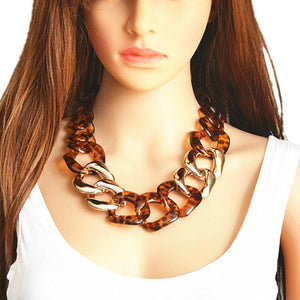 loomrack Acrylic Link Chain Leopard Choker Necklace Necklaces