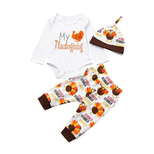 Load image into Gallery viewer, loomrack Baby Boy Girl First Thanksgiving Outfit - My First Thanksgiving 3- Piece Set Baby Clothes
