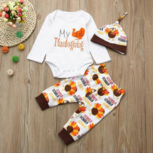 Load image into Gallery viewer, loomrack Baby Boy Girl First Thanksgiving Outfit - My First Thanksgiving 3- Piece Set Baby Clothes
