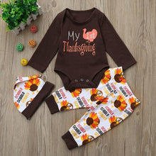 Load image into Gallery viewer, loomrack Baby Boy Girl First Thanksgiving Outfit - My First Thanksgiving 3- Piece Set Baby Clothes
