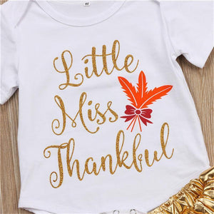 loomrack Baby Girl Thanksgiving Tutu Onesie - Little Miss Thankful 3-Piece Set Baby Clothes