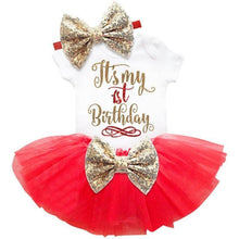 Load image into Gallery viewer, loomrack Baby Girl Tutu Birthday Outfit (1/2 Birthday, 1st Birthday, 2nd Birthday) Clothing Sets Red 12m
