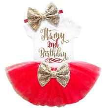 Load image into Gallery viewer, loomrack Baby Girl Tutu Birthday Outfit (1/2 Birthday, 1st Birthday, 2nd Birthday) Clothing Sets Red 24m
