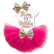 Load image into Gallery viewer, loomrack Baby Girl Tutu Birthday Outfit (1/2 Birthday, 1st Birthday, 2nd Birthday) Clothing Sets Rose 6m
