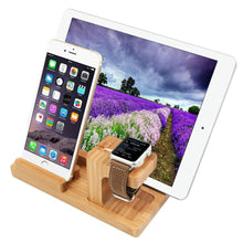 Load image into Gallery viewer, loomrack Bamboo Tech Docking Stand Organizer &amp; Charger Mobile Phone Holders &amp; Stands
