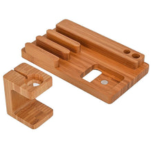 Load image into Gallery viewer, loomrack Bamboo Tech Docking Stand Organizer &amp; Charger Mobile Phone Holders &amp; Stands
