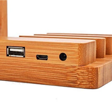 Load image into Gallery viewer, loomrack Bamboo Tech Docking Stand Organizer &amp; Charger Mobile Phone Holders &amp; Stands
