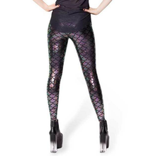 Load image into Gallery viewer, loomrack Becca Fish Scale Mermaid Leggings Leggings K030 Silver black / S
