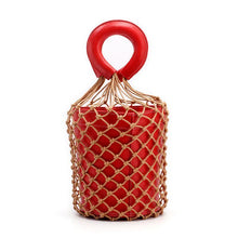 Load image into Gallery viewer, loomrack Bohemian Bucket Bag Top-Handle Bags Red With Red Handle
